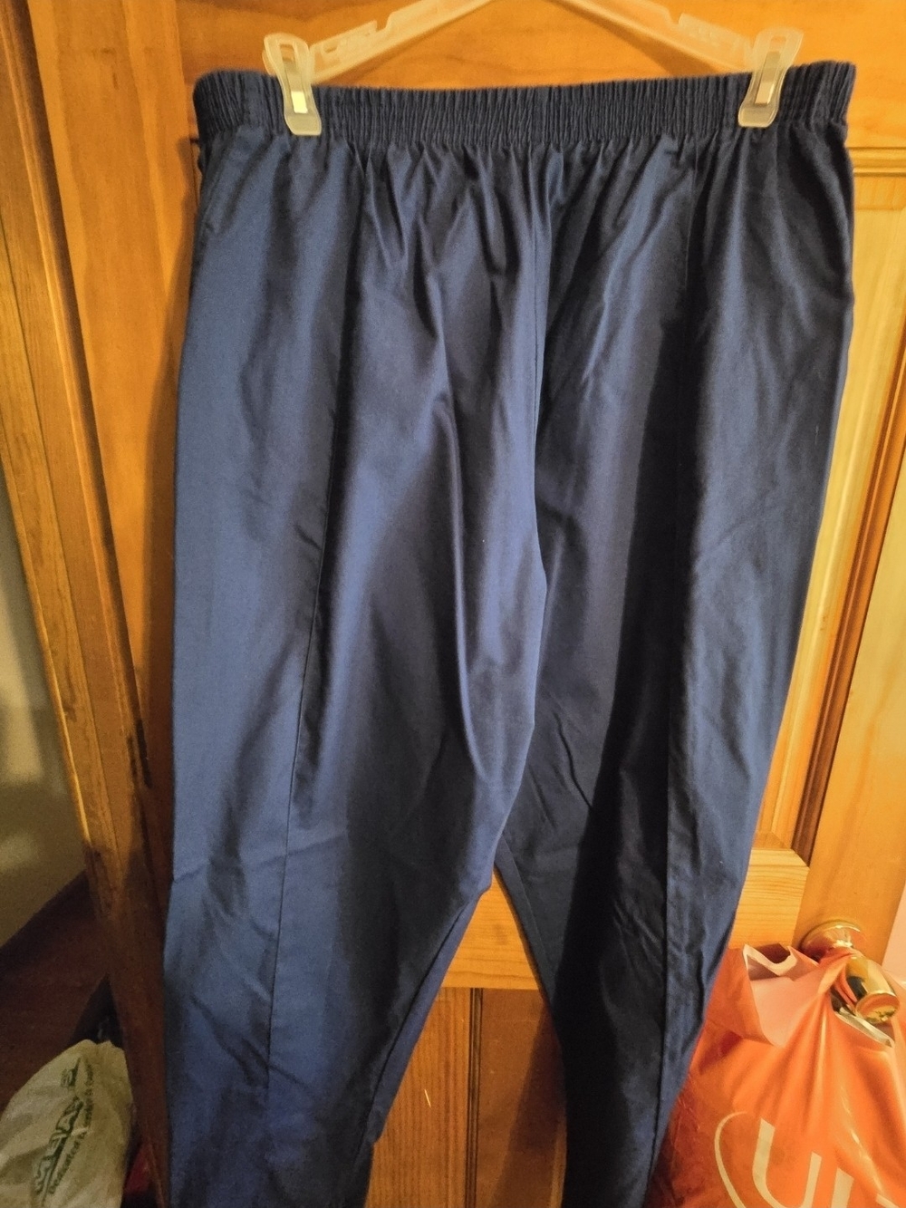 Unisex Navy Elastic-Waist Casual Pants